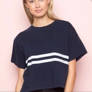 John galt navy blue striped t-shirt
